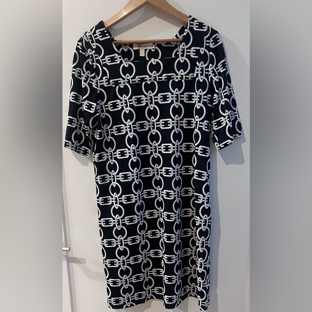 Aryeh Chain Print Black and White Dress
